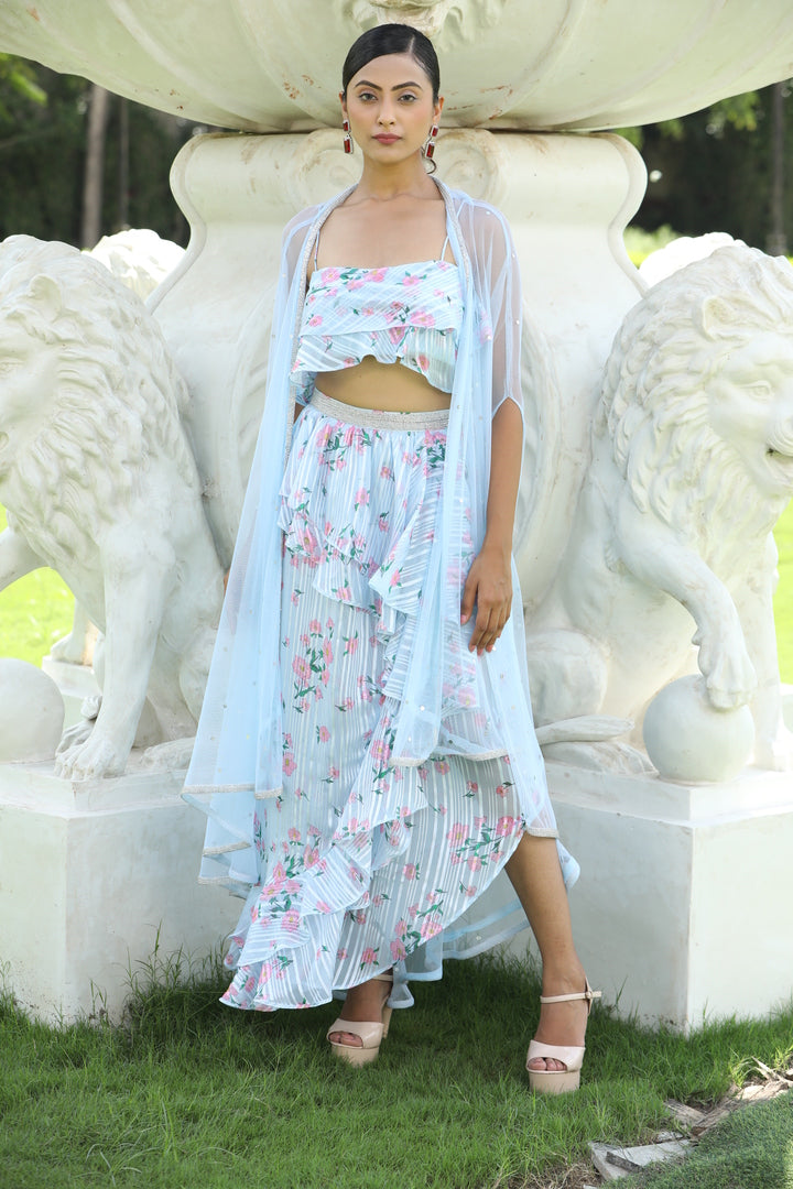 Pearl Shine Sky Crepe Dress georgette lurex