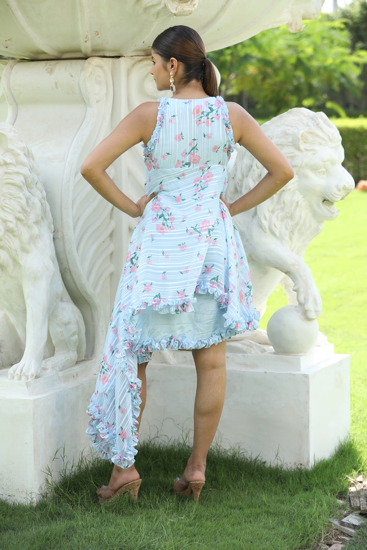 Pearl Sky Crepe Dress georgette lurex