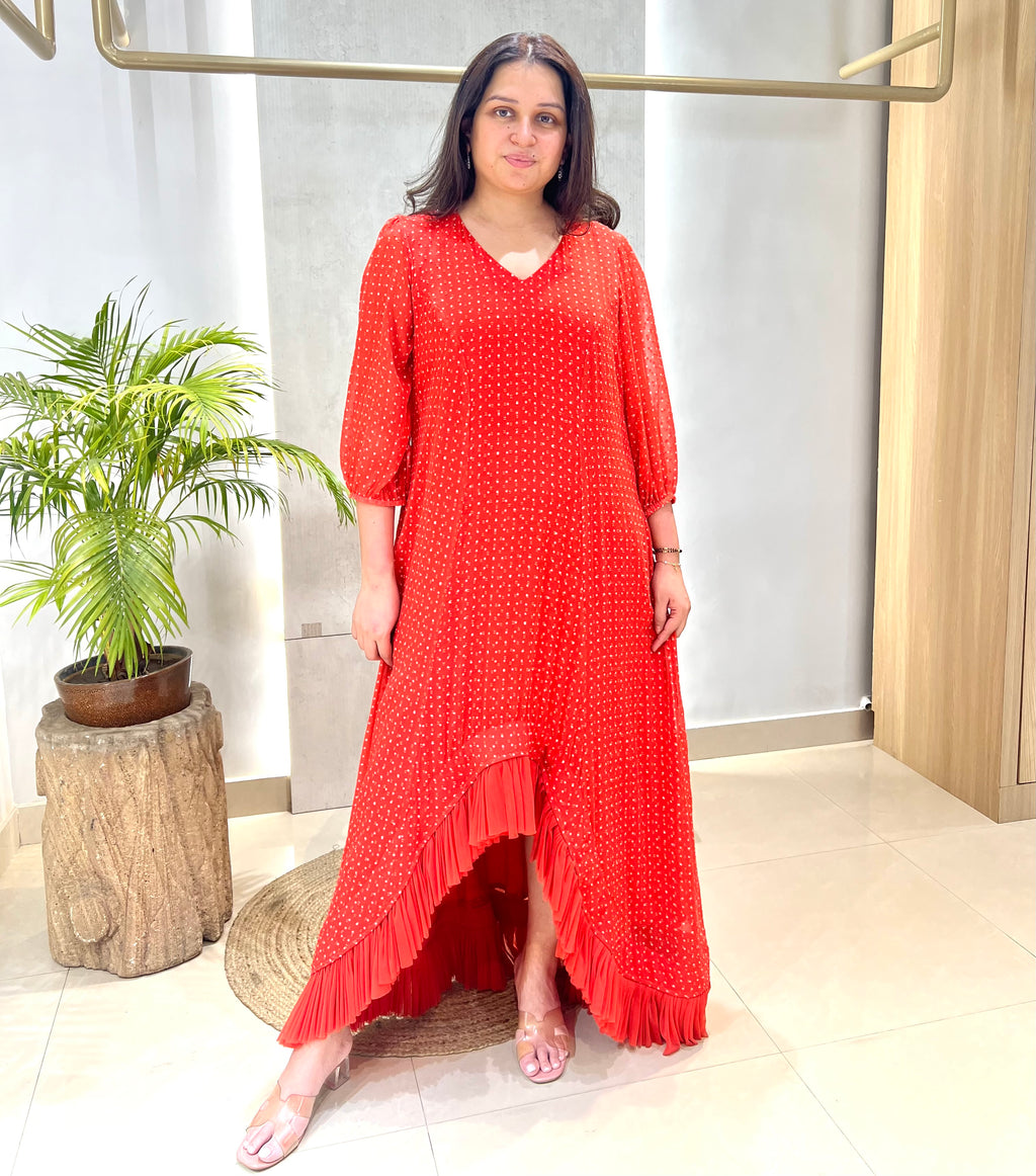 Scarlet Ruffle High-Low Dress