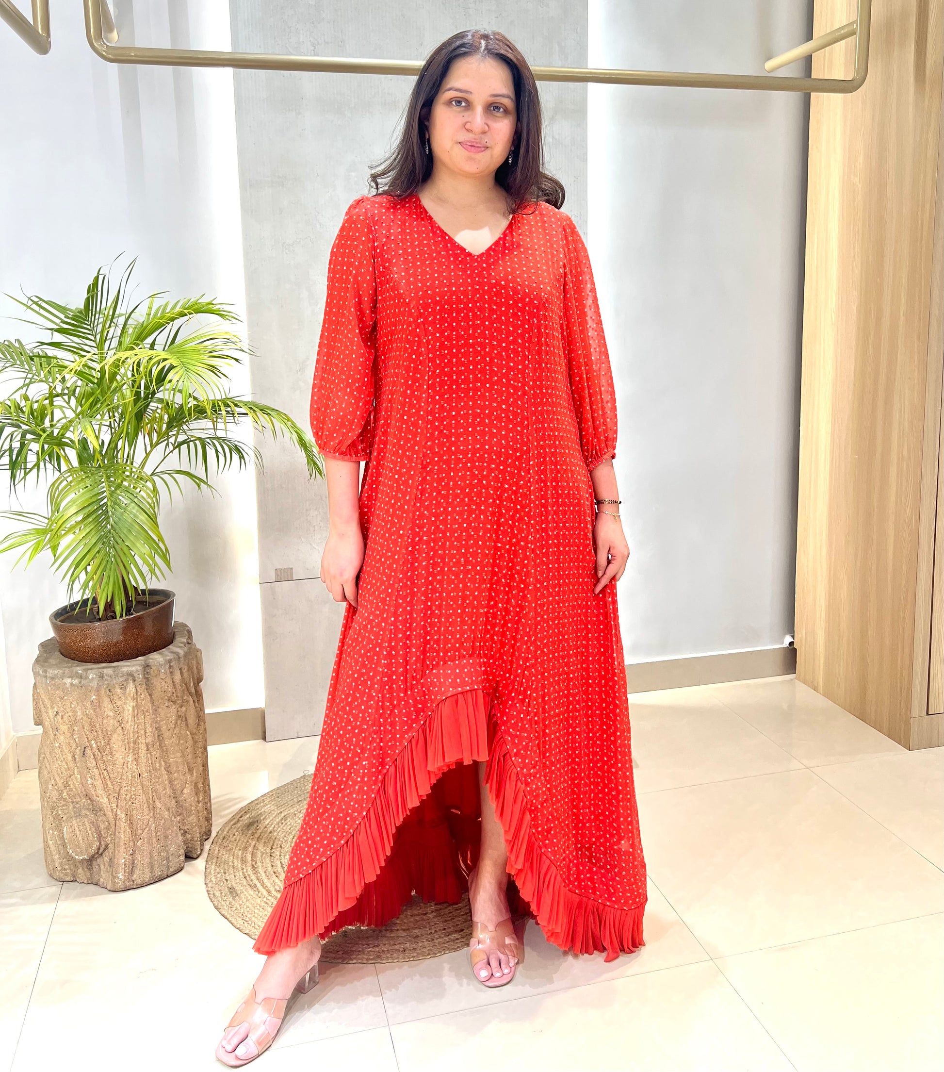 Scarlet Ruffle High-Low Dress