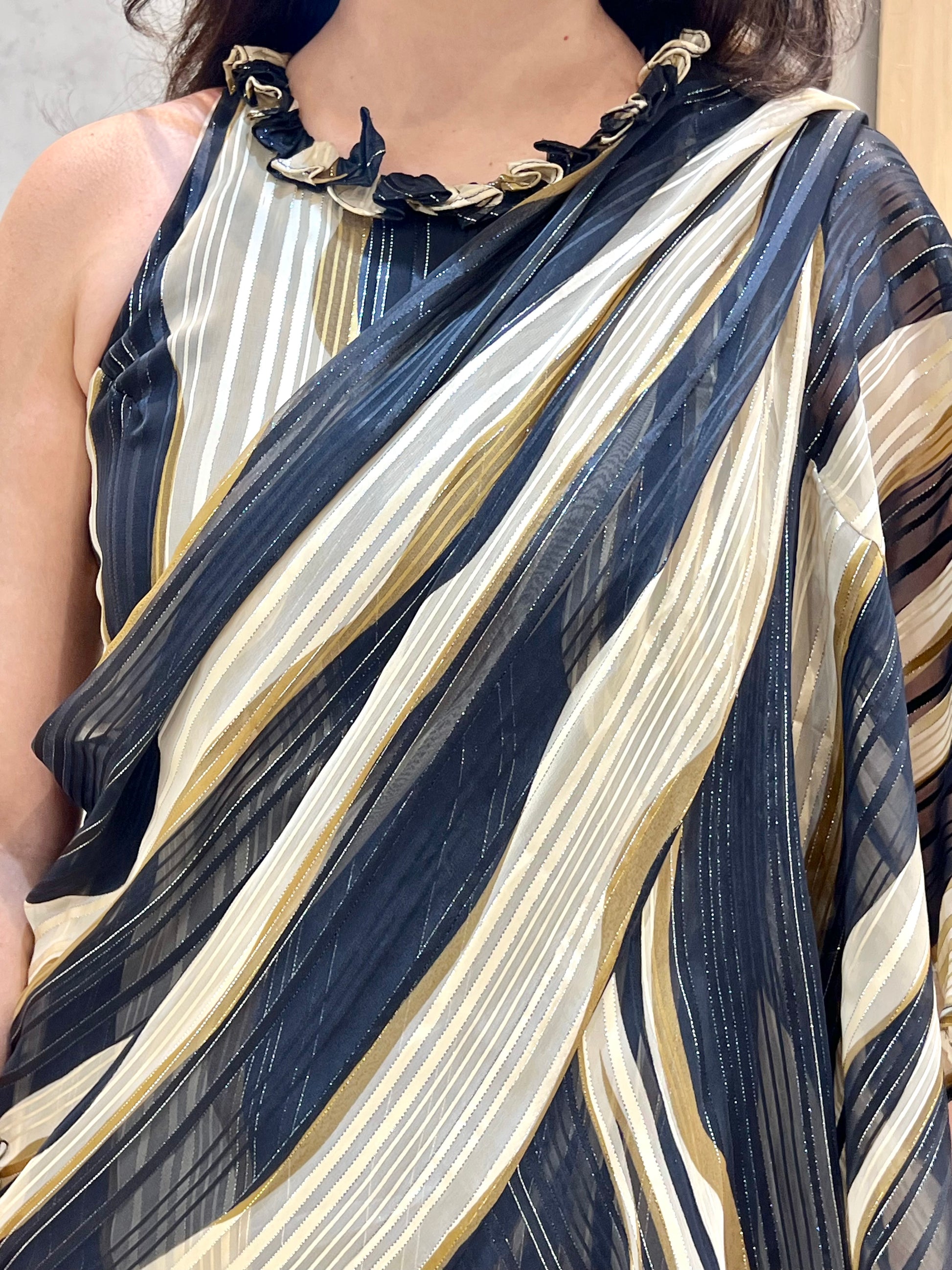 Midnight Swirl Pre-Draped Saree Gown