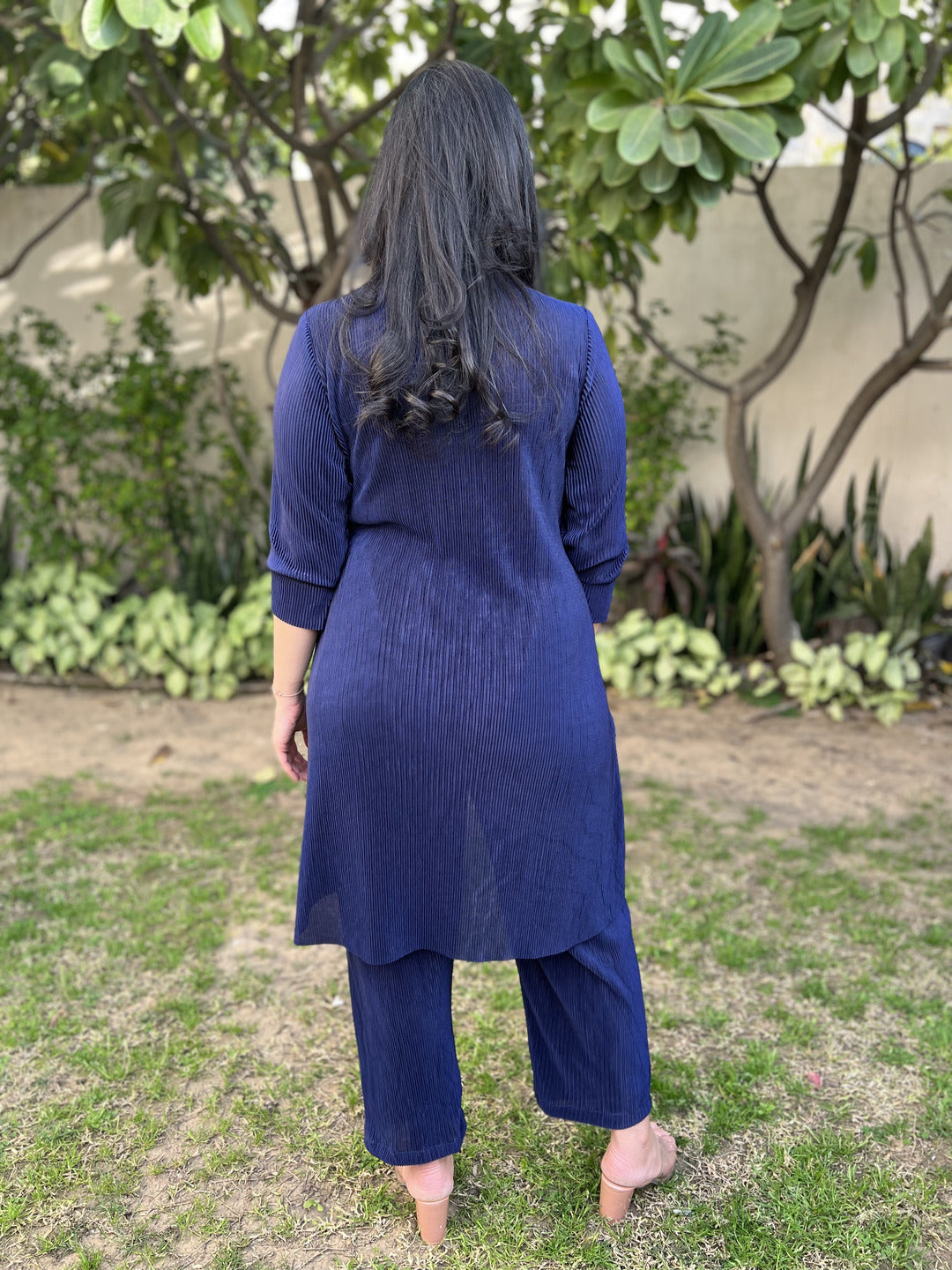 Midnight Wrap Pleated Set