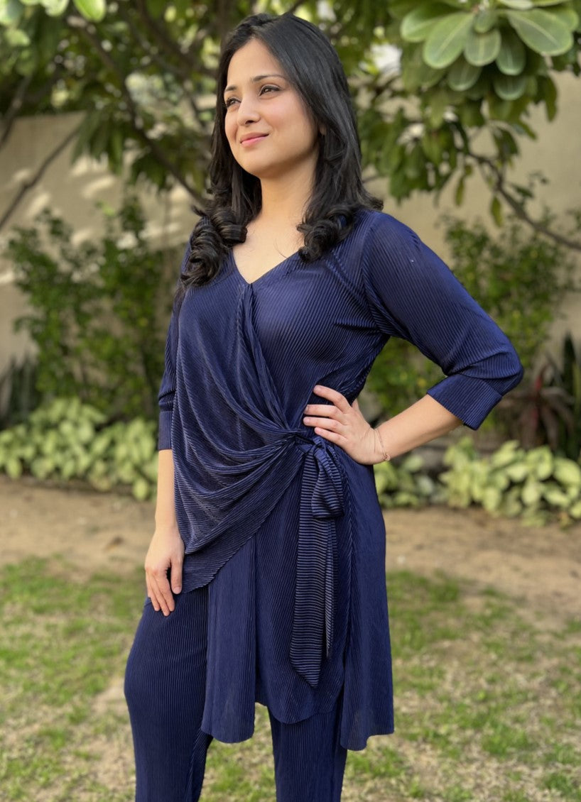 Midnight Wrap Pleated Set