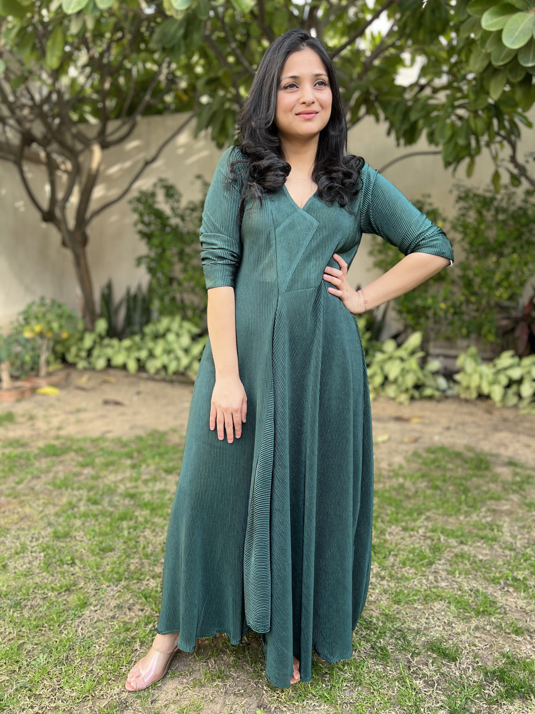 Satin Bottole Green Dress