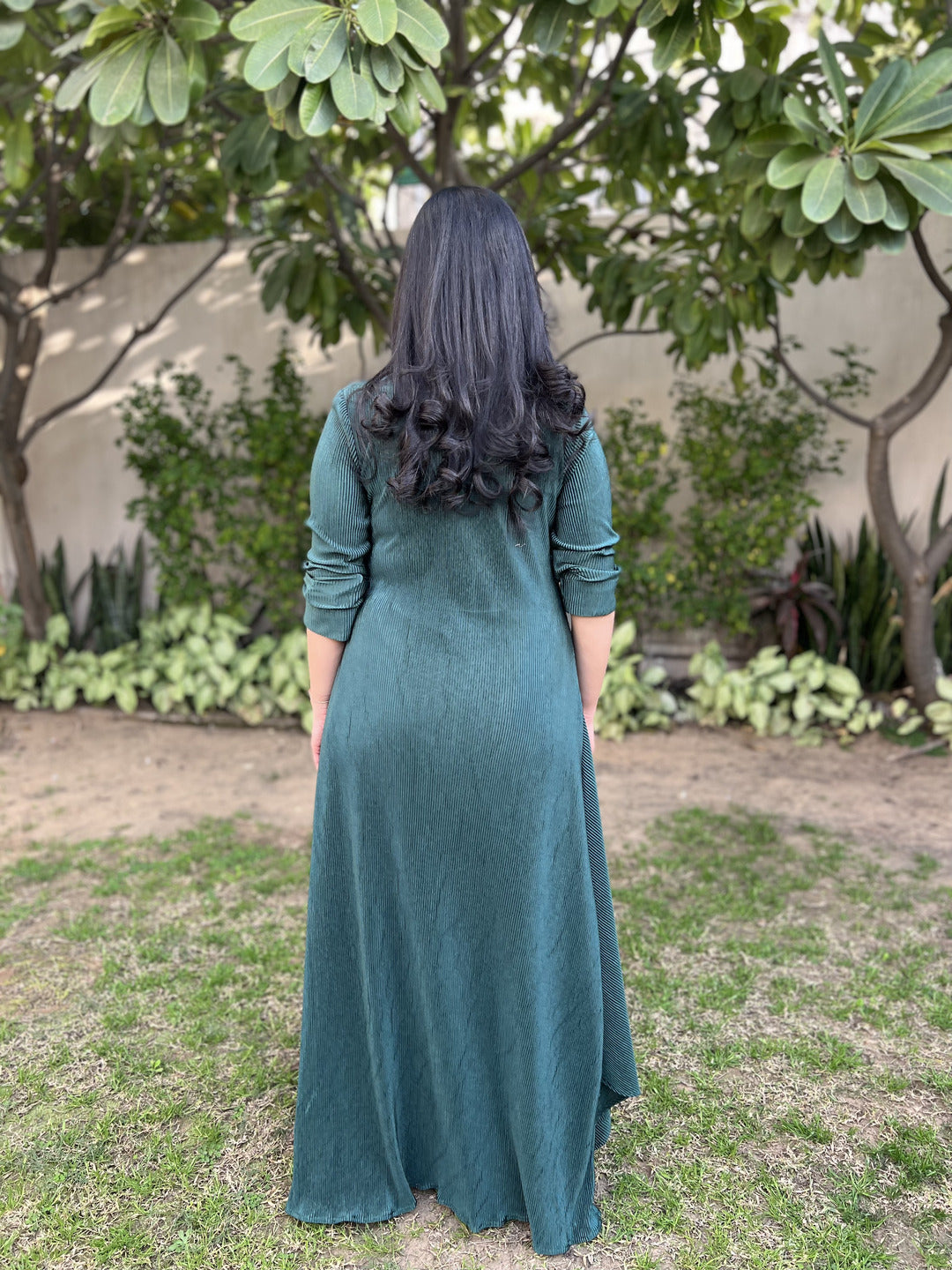 Satin Bottole Green Dress