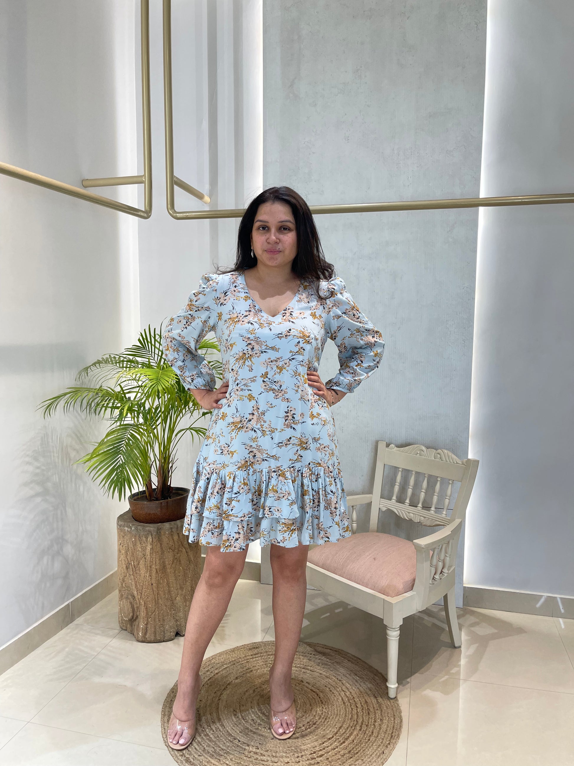 Azure Blossom Tier Dress