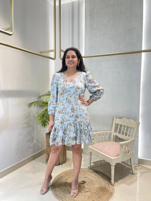 Azure Blossom Tier Dress