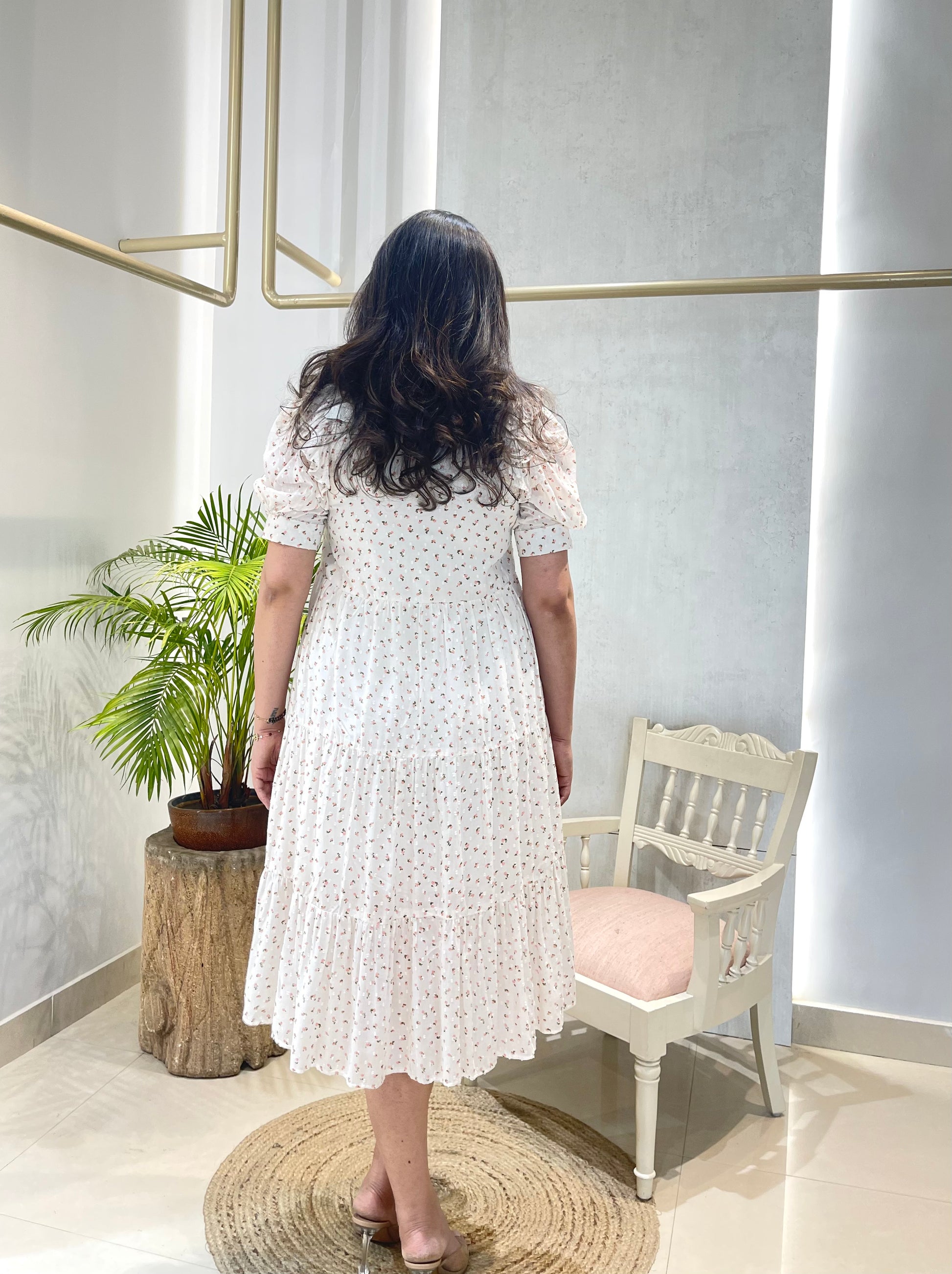 Blossom Whisper Smocked Midi Dress